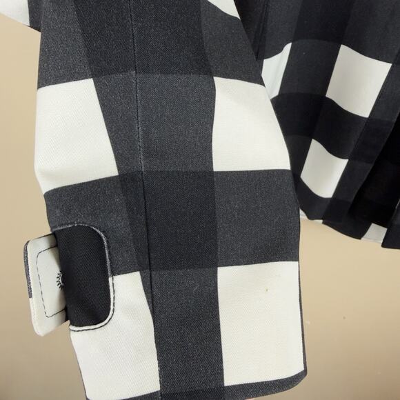 Banana Republic Women’s Plaid Black/White Double-Breasted Pea Coat Size S - Picture 9 of 16